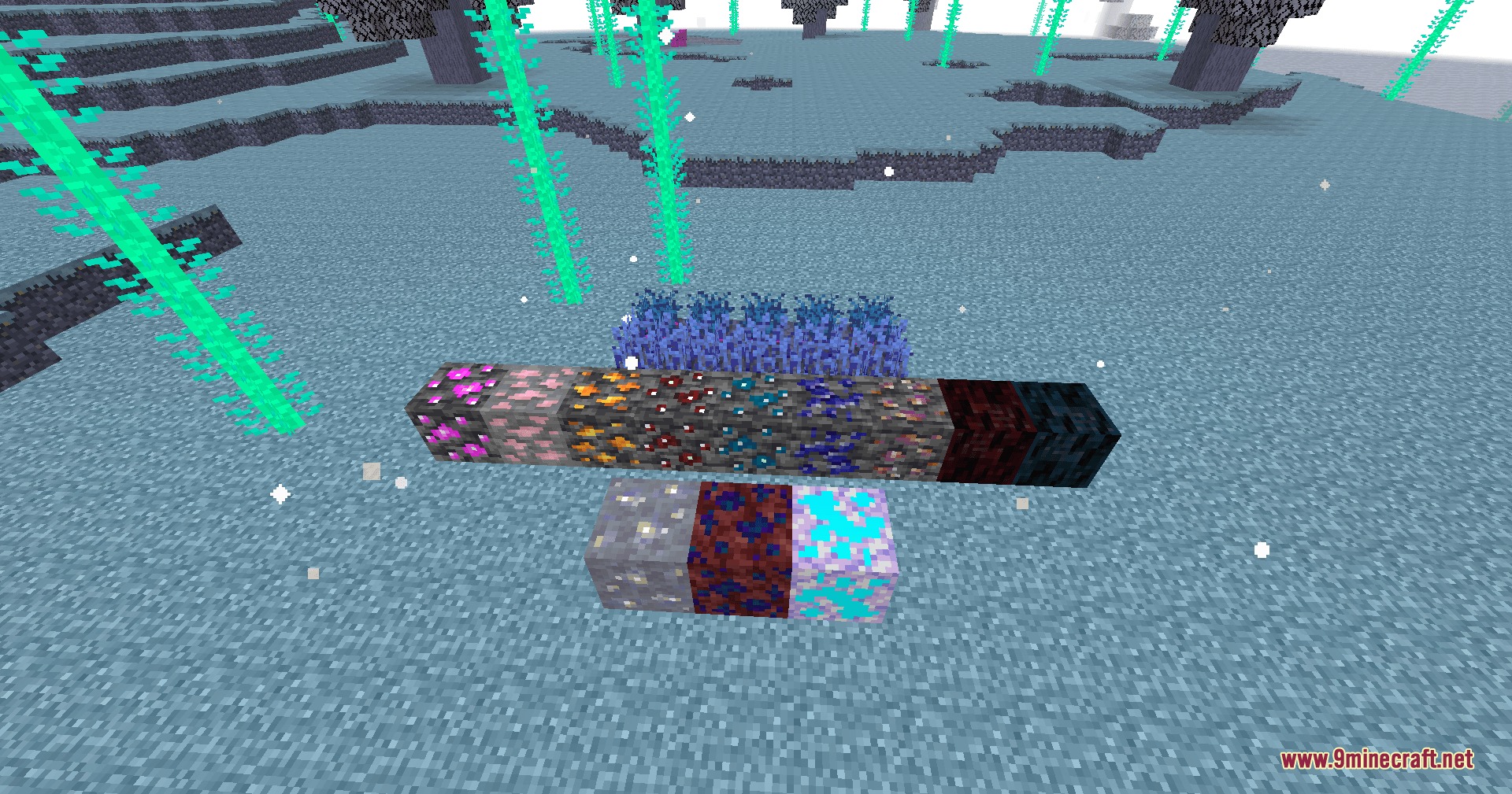 Contoro's Ores Mod Screenshot 1 Contoro Ores Mod adds various new mineral blocks and glowing alien plants