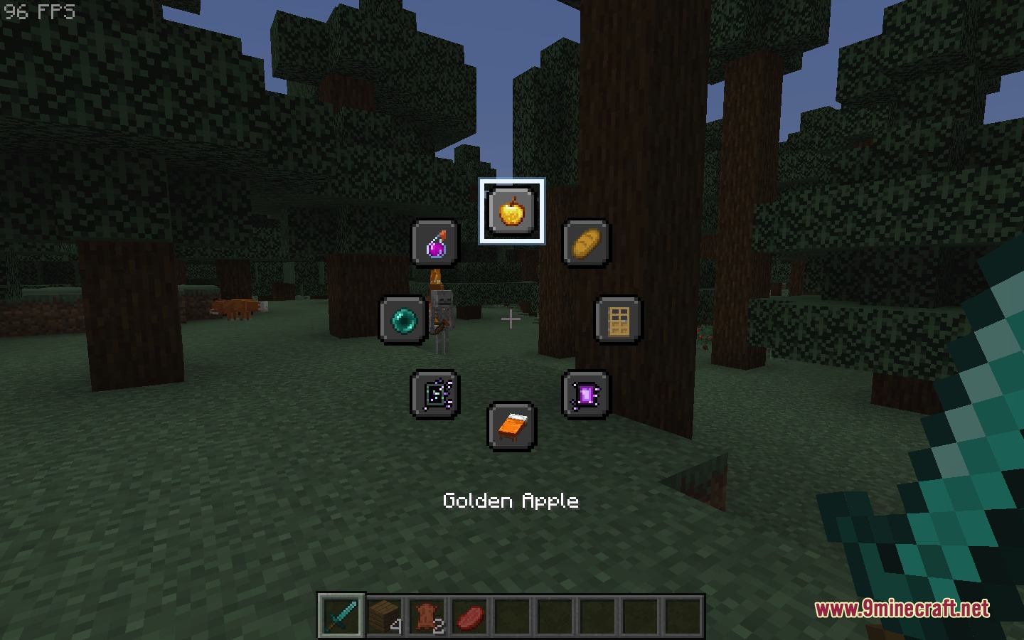 Control Flex Controller Support Mod Screenshot 2 A radial menu overlay allows players to quickly select items like golden apples