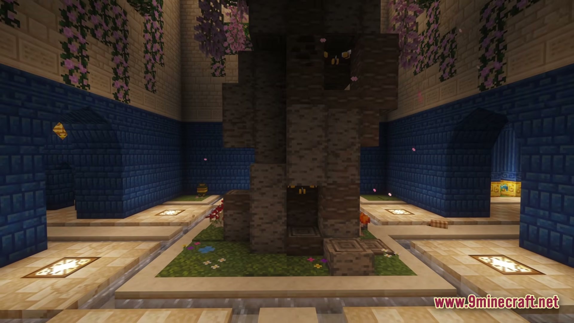 Craft To Exile 2 2.0 Atlas Update Modpack Screenshot 1 A large stone pillar stands in the center of a decorated chamber with blue brick walls