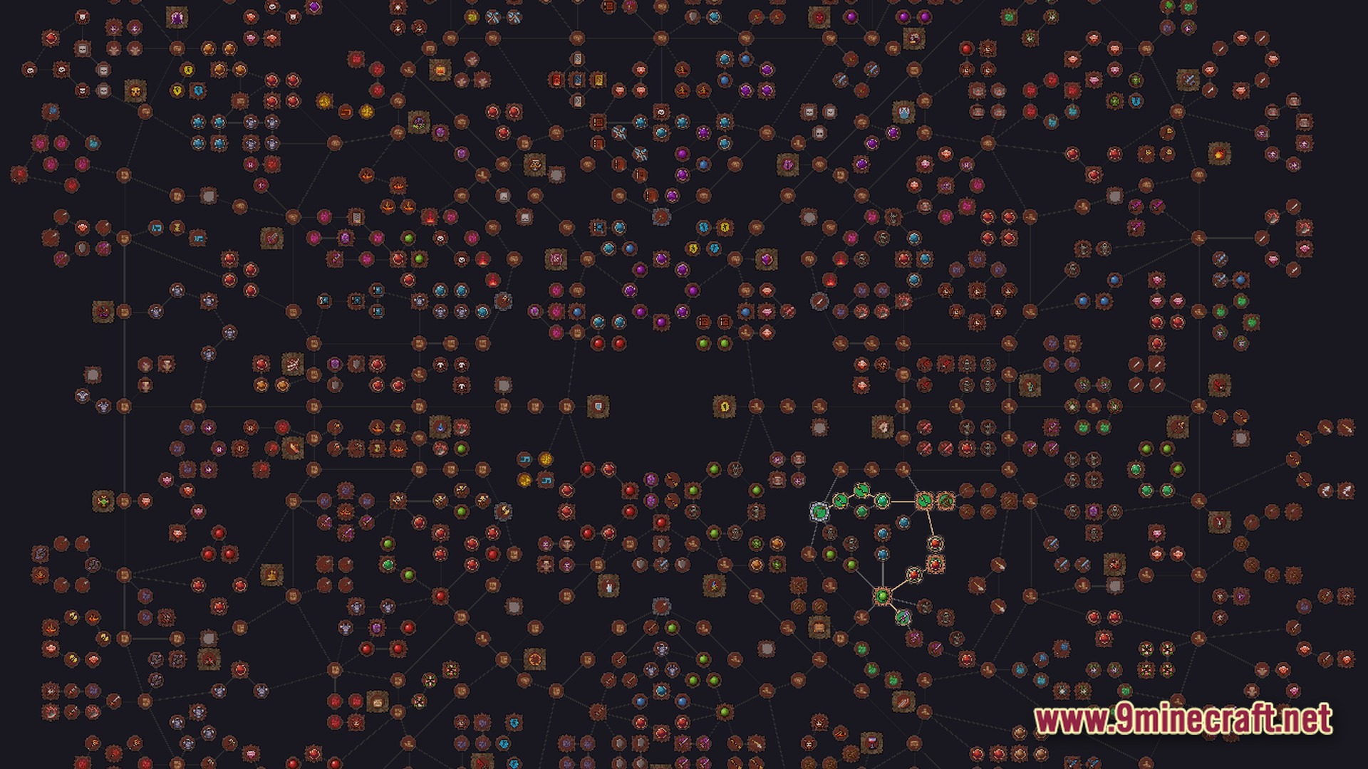 Craft To Exile 2 2.0 Atlas Update Modpack Screenshot 8 An expansive passive skill tree featuring interconnected nodes for character progression and specialization in Craft to Exile