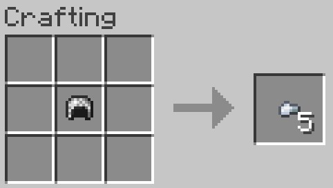 Craftable Uncraftable Objects Data Pack Screenshot 9 Crafting recipe showing a chainmail helmet being recycled into five iron nuggets