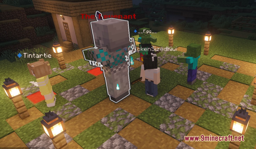 Craftics Grid Based Tactical RPG Mod Screenshot 2 Players fighting a boss and zombies on a tactical grid based map