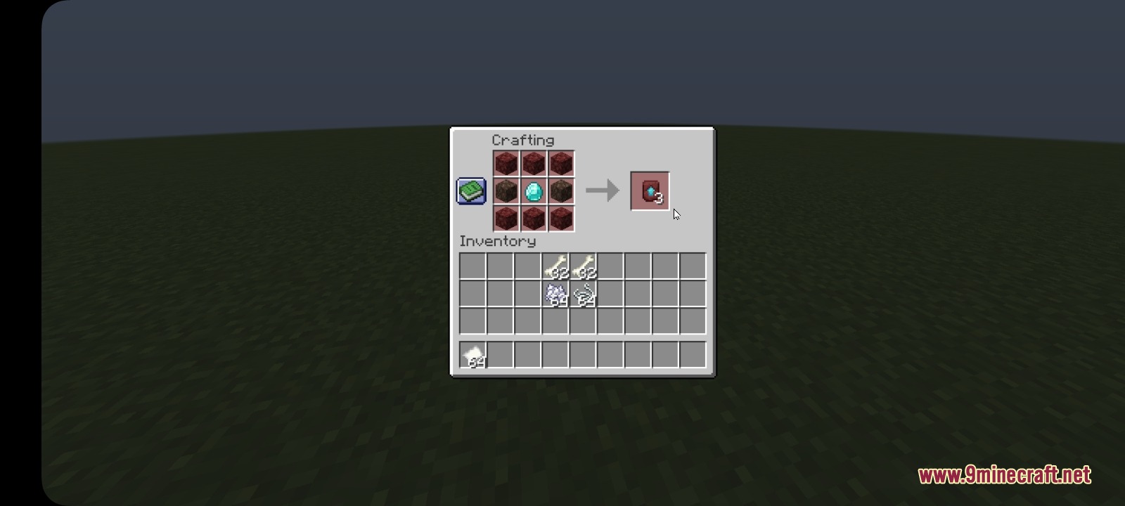 Craftingg Mod Screenshot 3 Crafting recipe for netherite upgrade templates using netherrack and a diamond