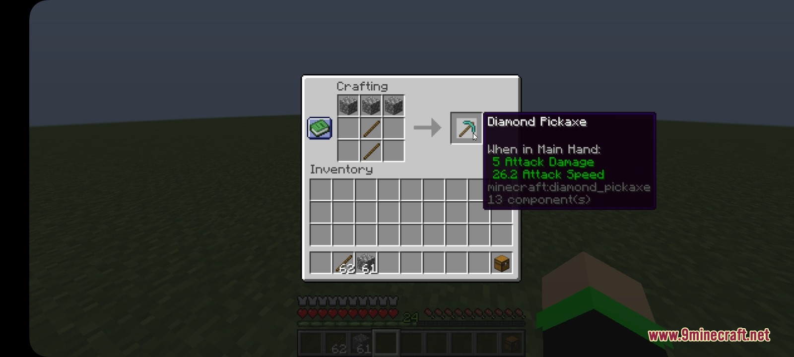Craftingg Mod Screenshot 7 Crafting a diamond pickaxe using cobblestone and sticks with the Craftingg Mod