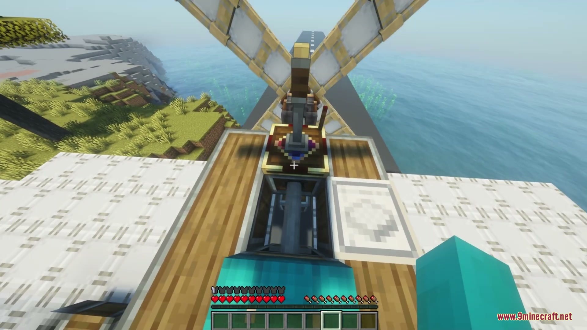 Create Aeroworks Mod Screenshot 3 Player uses a joystick from Create Aeroworks to pilot a flying machine