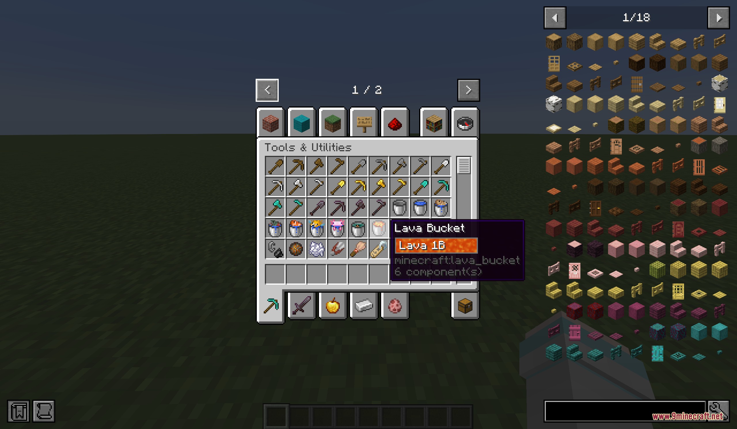 Create Cyber Goggles mod showing fluid amount for a lava bucket tooltip