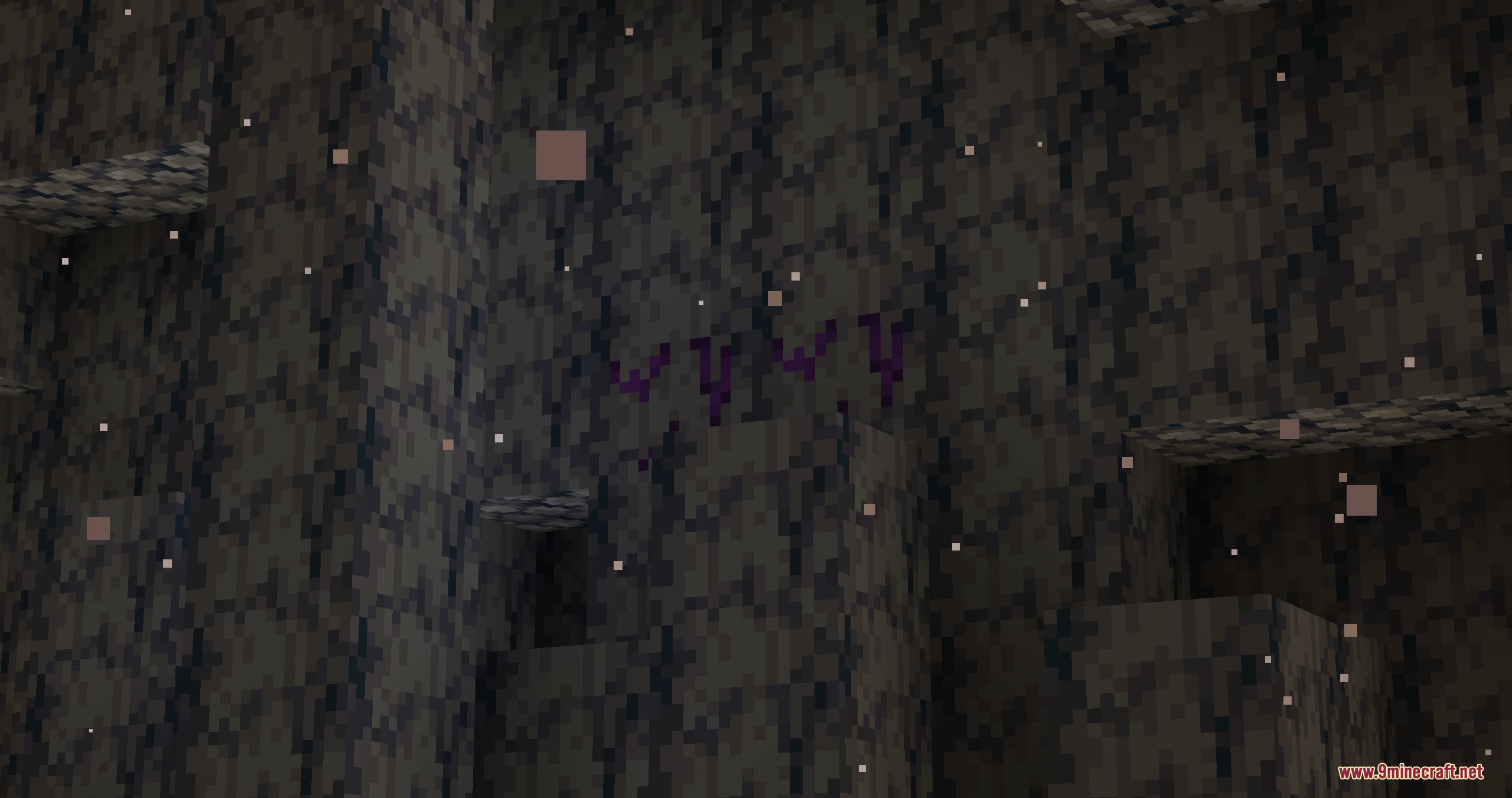 Create Geology Mod Screenshot 8 Purple ore deposits found within a dark stone cave environment