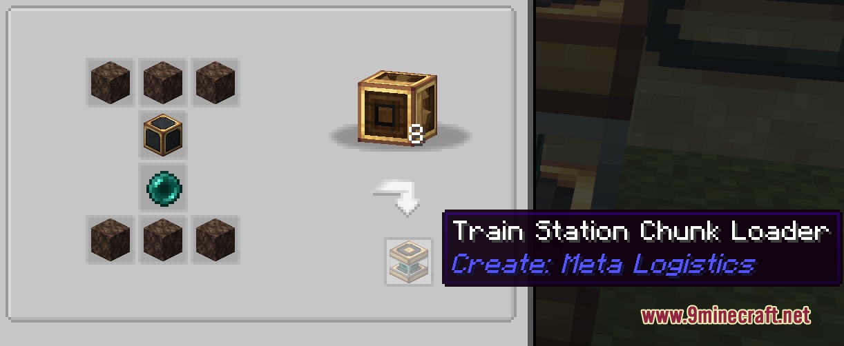 Create Meta Logistics Mod Screenshot 4 Crafting recipe for the Train Station Chunk Loader in Create Meta Logistics