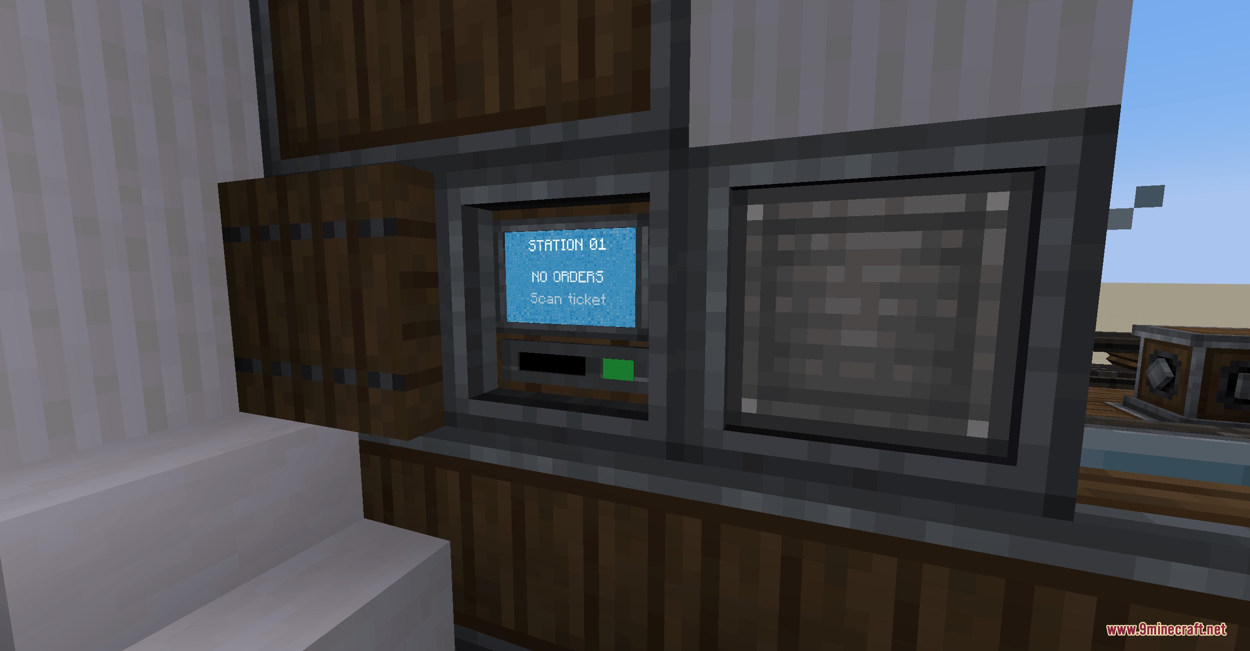 Create Networking Mod Screenshot 8 A digital screen displaying station information and a prompt to scan tickets