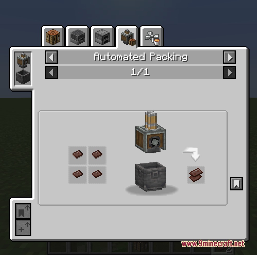 Using a mechanical press to pack four Netherite scraps into an ingot