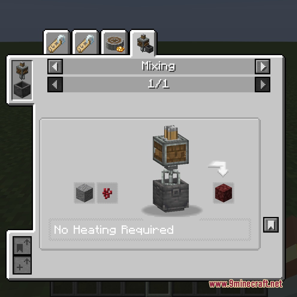 Mechanical mixer recipe for netherrack using gravel and redstone dust as ingredients