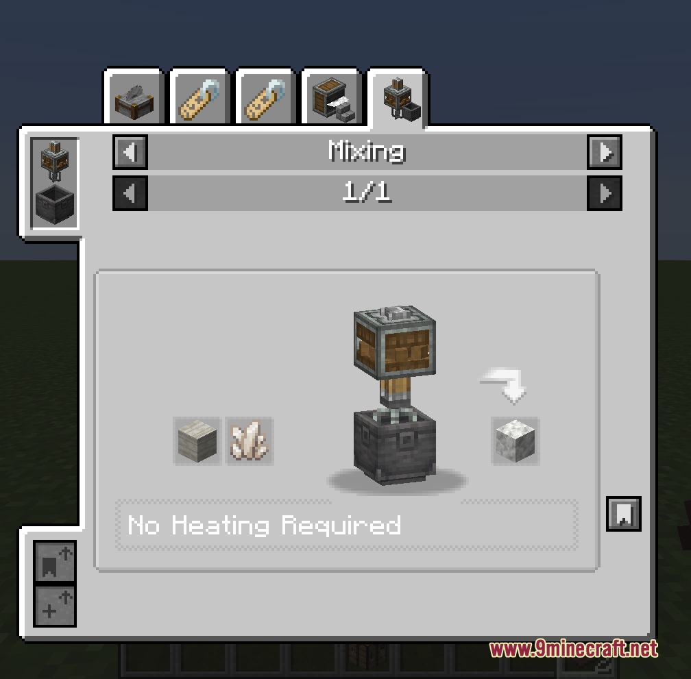 Mixing stone and quartz in a mechanical mixer to create calcite blocks