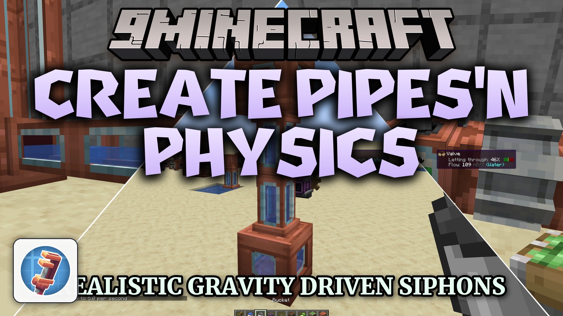 Create Pipes'n Physics Mod (1.21.1) – Move Liquids Downhill with Real World
