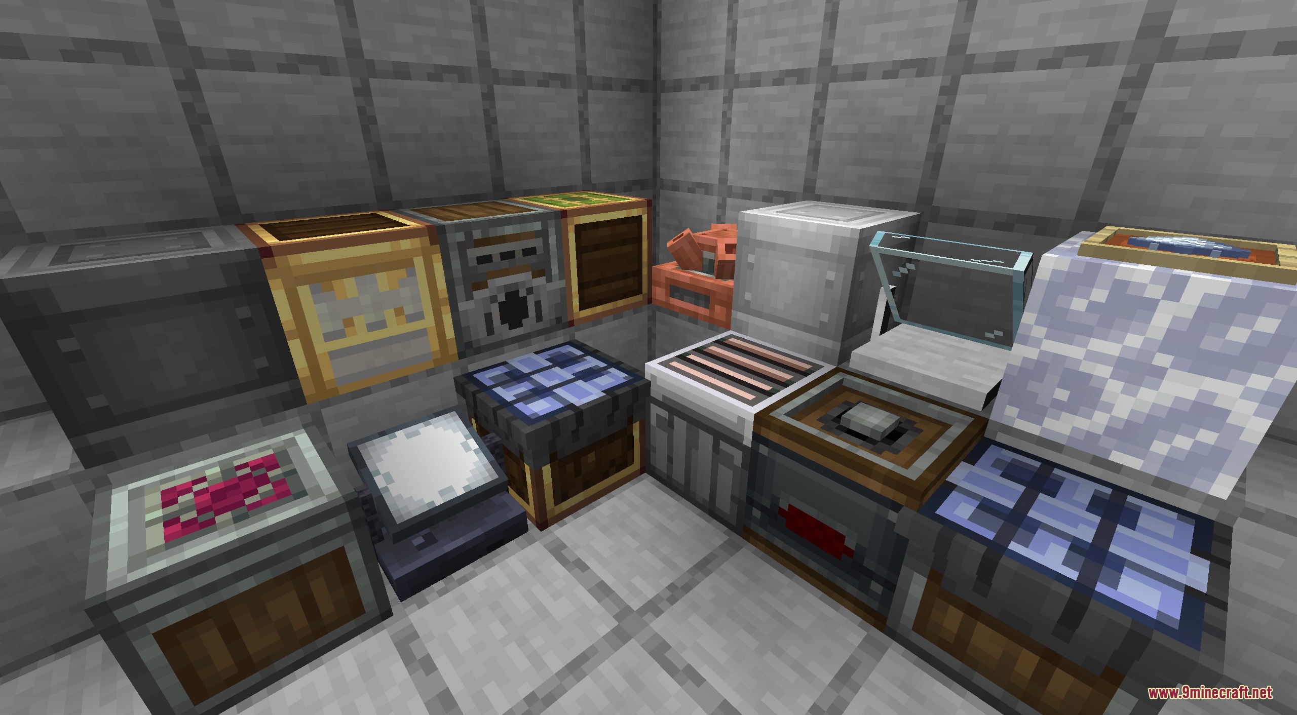 Create Solarpunk Mod Screenshot 1 Showcase of various blocks and machines from the Create Solarpunk mod
