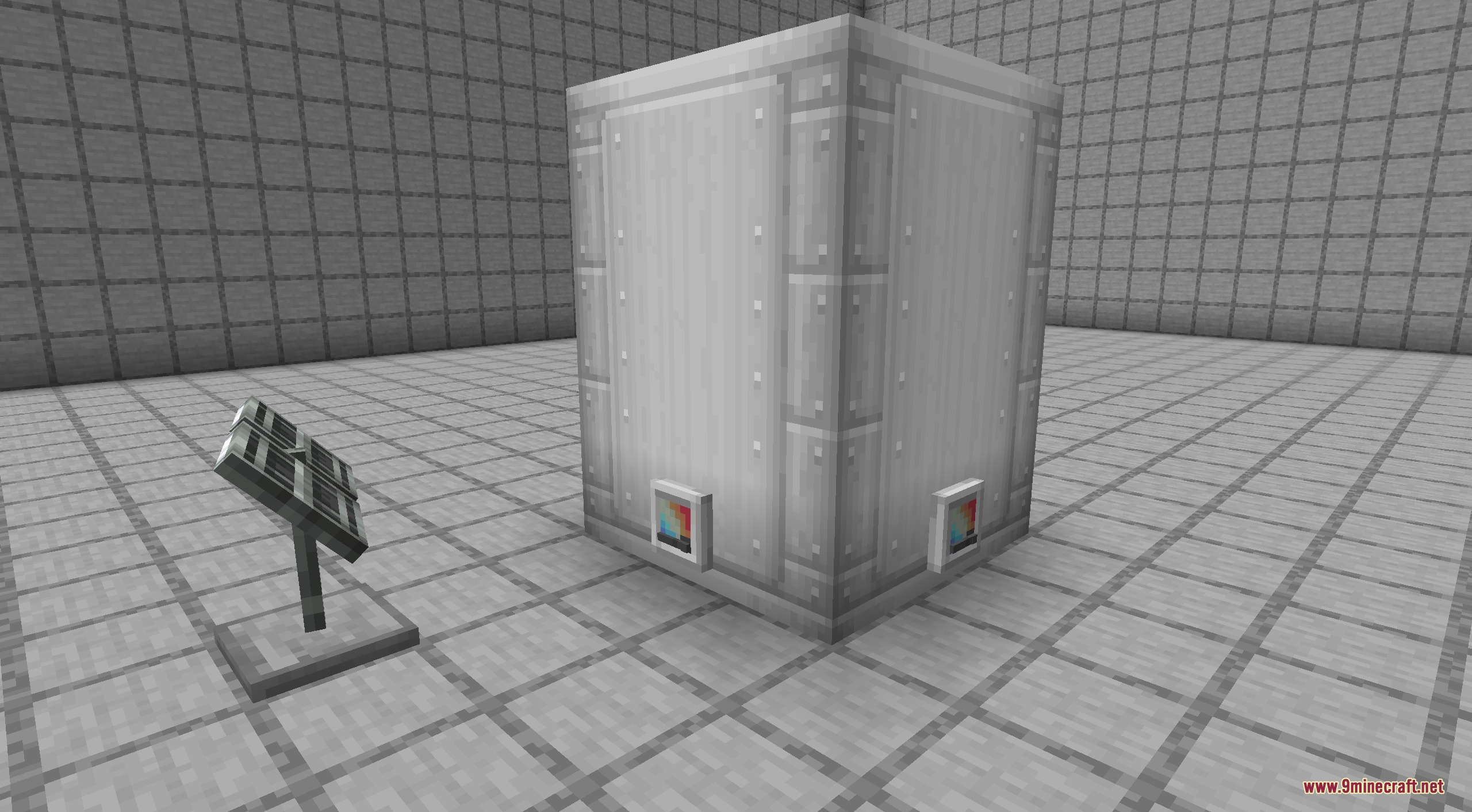 Create Solarpunk Mod Screenshot 4 A solar panel placed next to a large metal heat battery structure