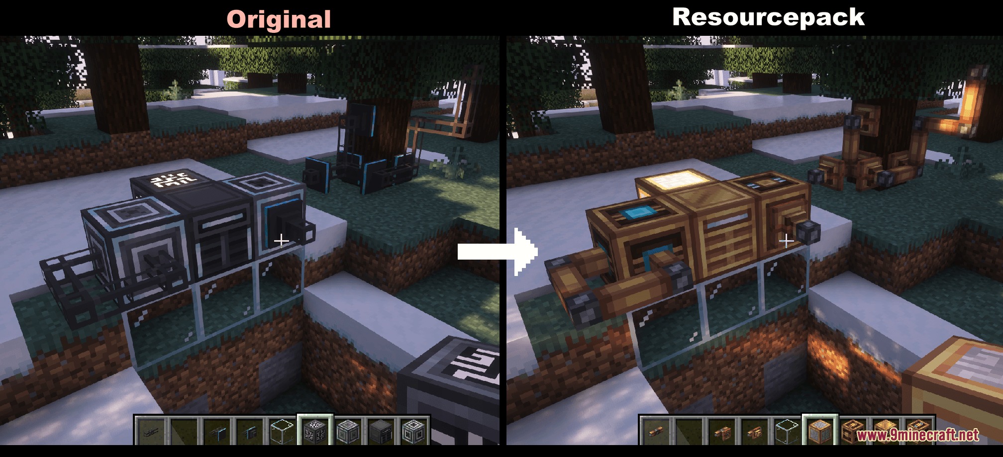 Create Style for Refined Storage Resource Pack Screenshot 1 Comparison of original Refined Storage blocks and new brass mechanical textures