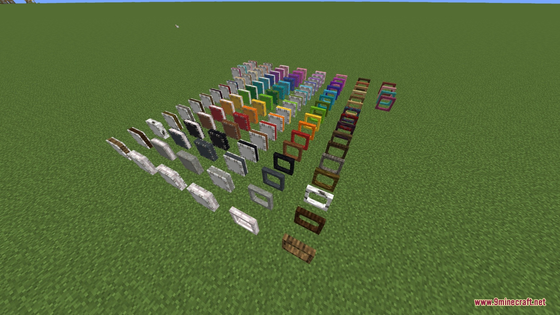 Create Twistermill VS Sable Mod Screenshot 2 A large collection of colorful frames and panels arranged in rows on grass