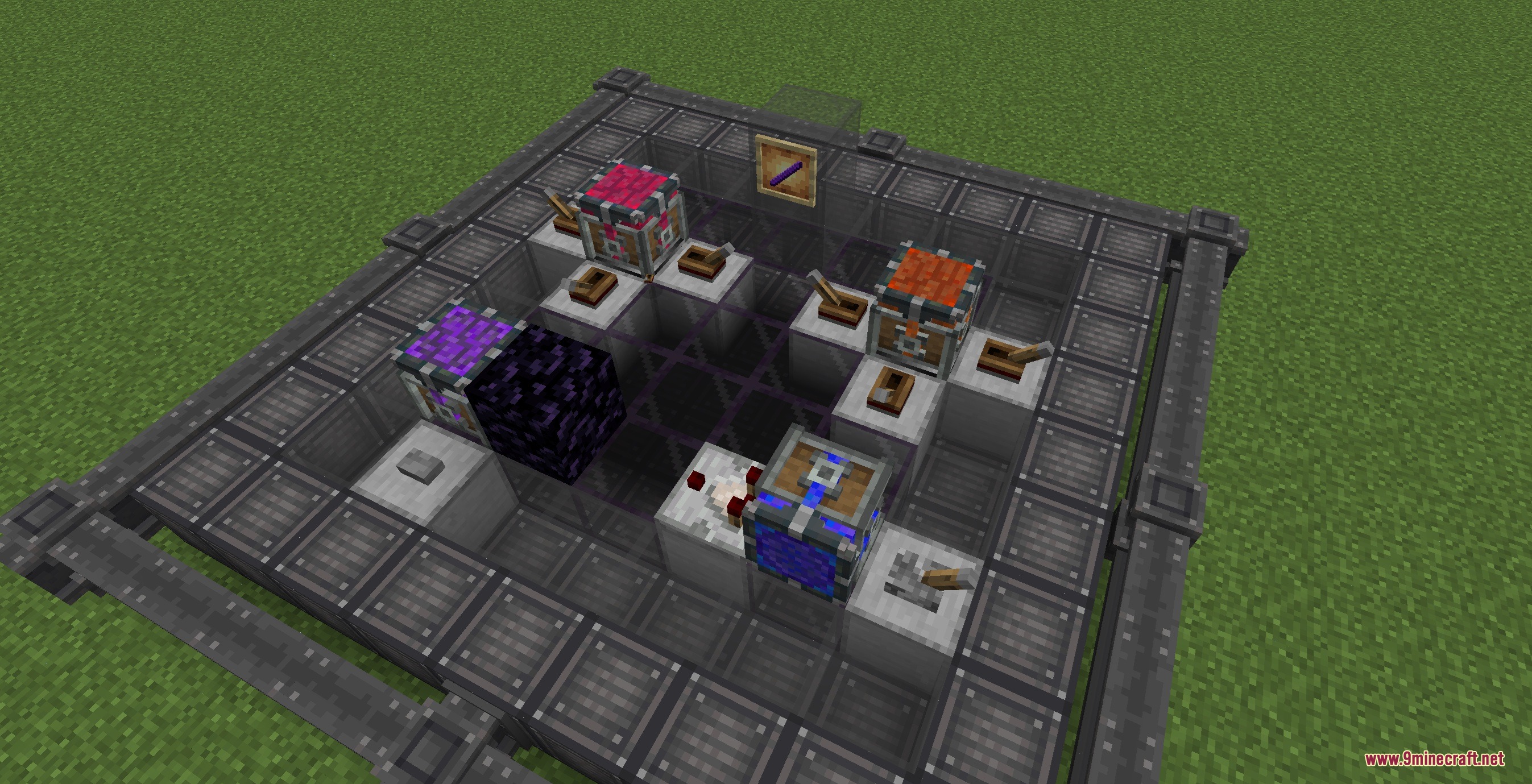 Create Twistermill VS Sable Mod Screenshot 3 A custom control table block setup with redstone components inside a glass enclosure
