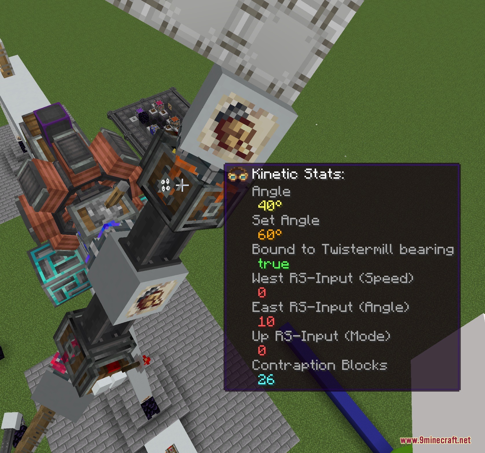 Create Twistermill VS Sable Mod Screenshot 6 Servo block tooltip showing angle settings for turbine blades in Minecraft