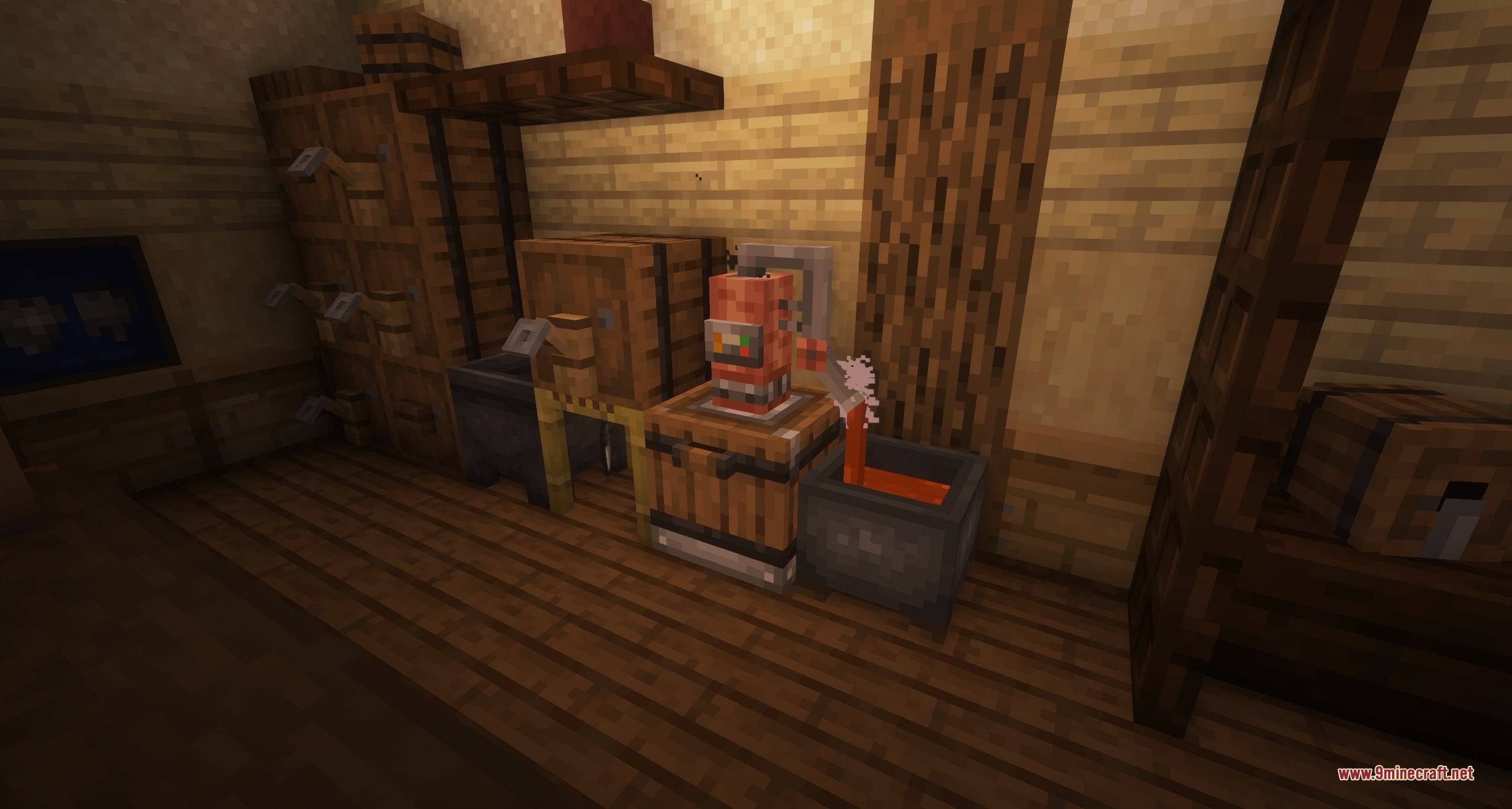 Crop & Kettle Data Pack Screenshot 2 Brewing special beverages using a distiller and a cauldron in a rustic kitchen