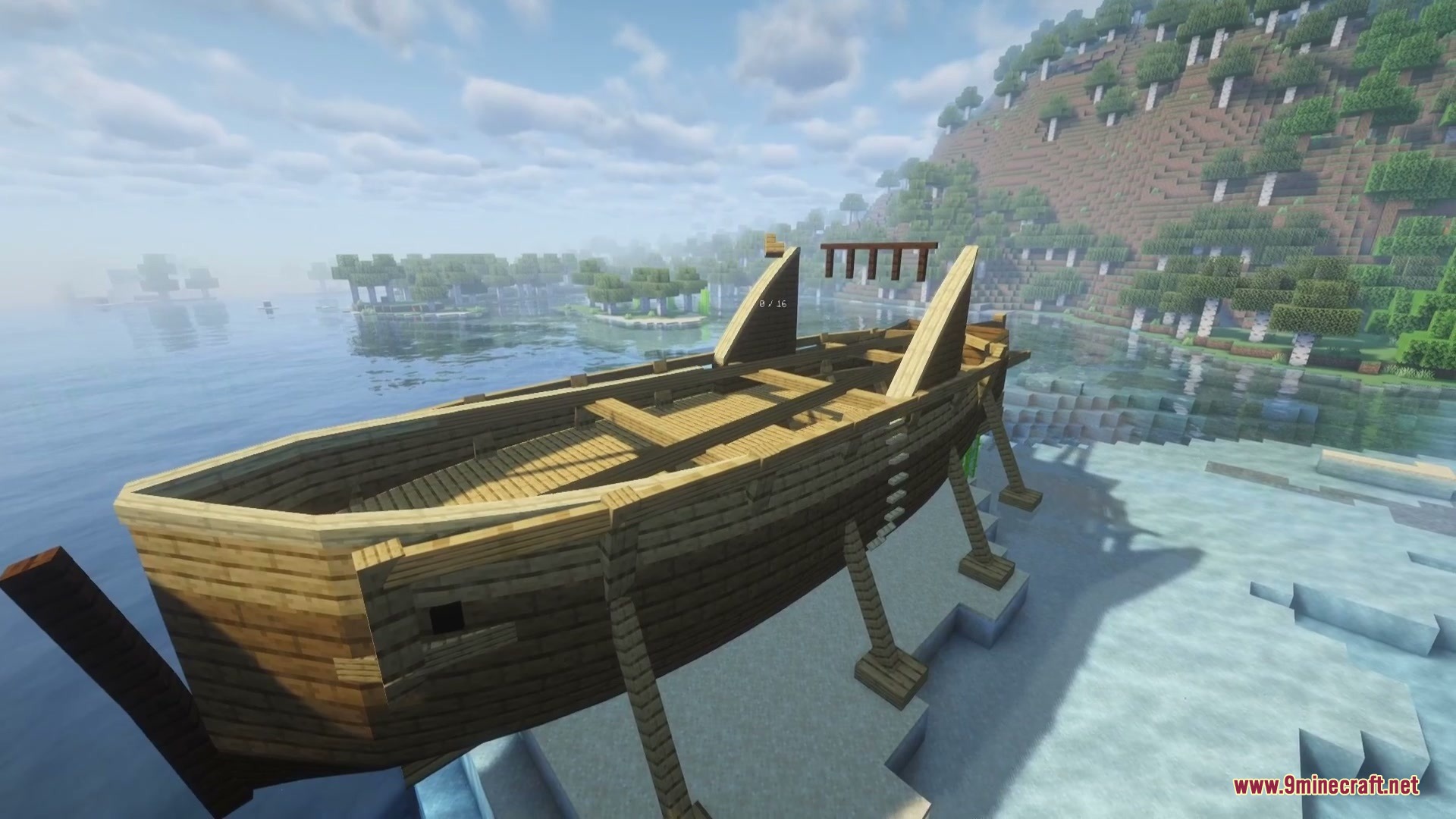 Crystalline Mineral Dusts Mod Screenshot 1 Building a large wooden ship frame at a shipyard near the coast