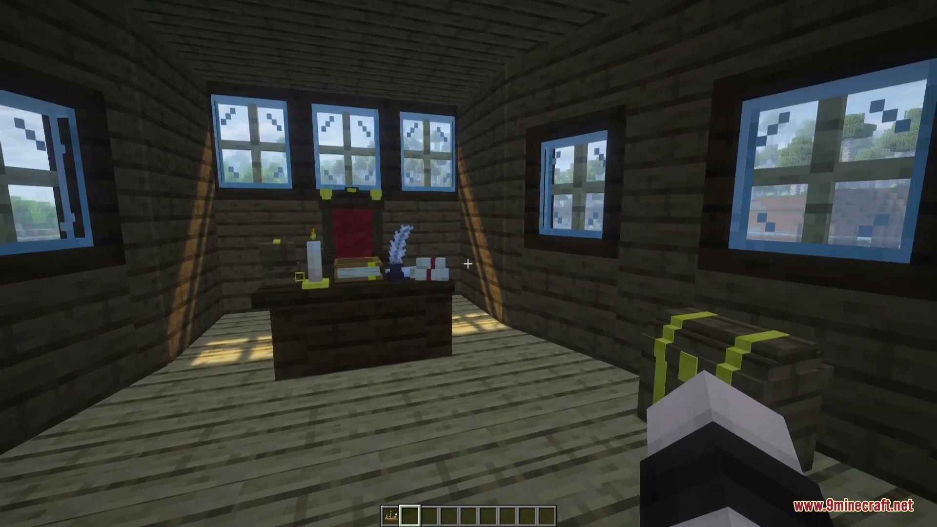 Crystalline Mineral Dusts Mod Screenshot 5 A wooden ship cabin with a desk and sunlight through windows