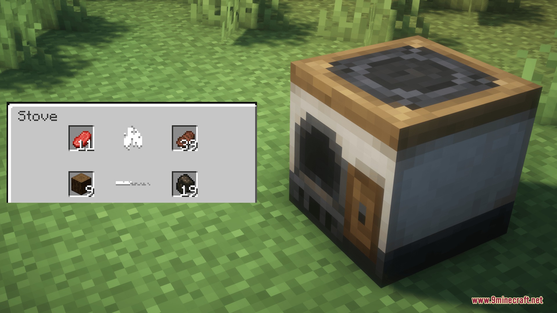 Culinary Hearthstone Mod Screenshot 2 Minecraft stove block and its user interface for cooking meat and burning fuel