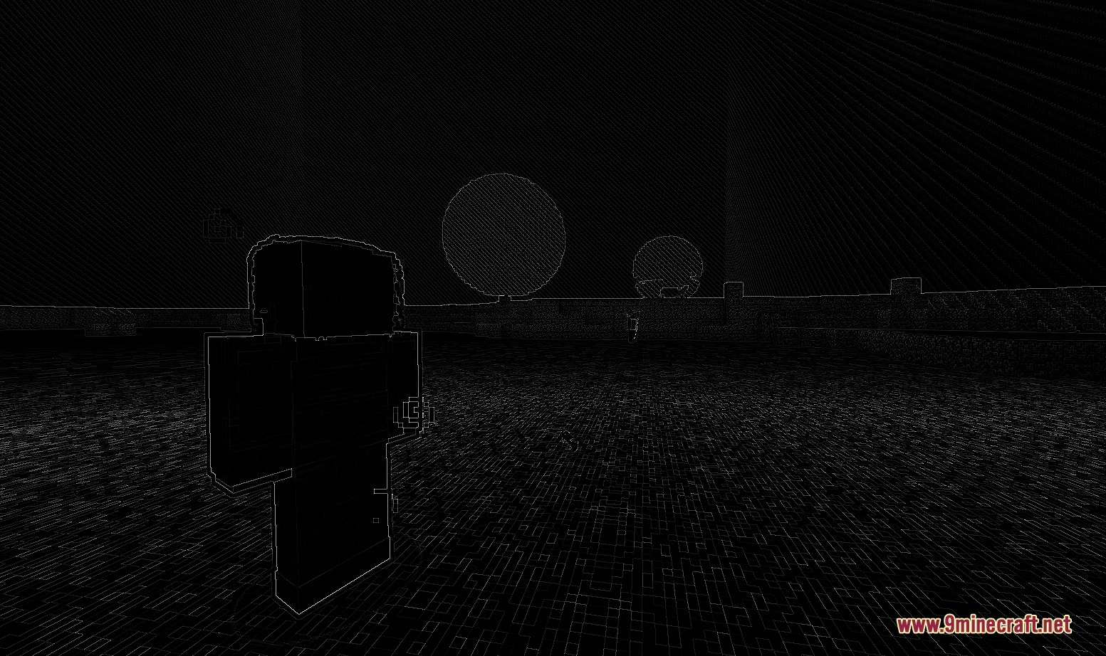 Cursed Canon Realism Mod Screenshot 1 Special vision effect showing glowing outlines of a player in the dark