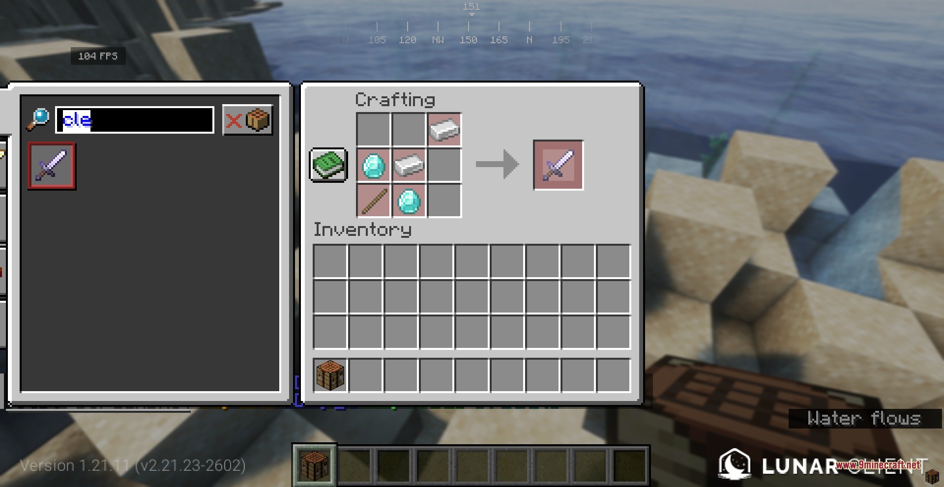 Cursed Limitless Resonance Data Pack Screenshot 10 Crafting recipe for the Cleave sword using diamonds and iron ingots in Minecraft