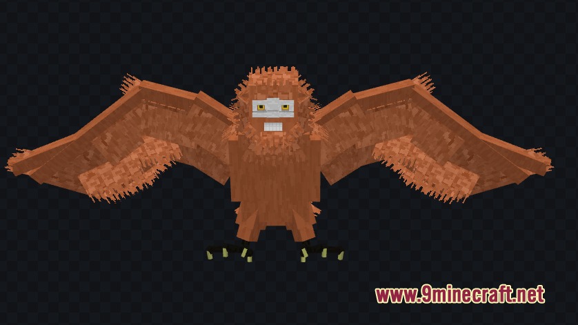 Customized Jujutsucraft Resource Pack Screenshot 7 A large brown feathered monster with spread wings and a humanoid face