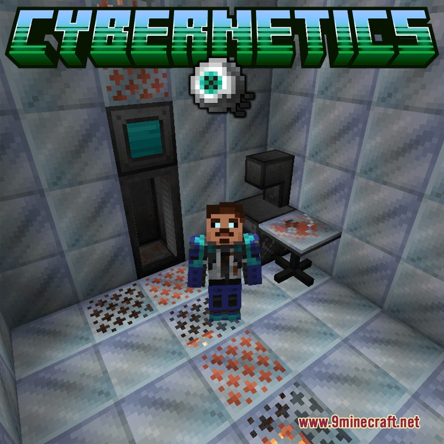 Cybernetics Mod Screenshot 1 A player character stands in a futuristic laboratory from the Cybernetics mod