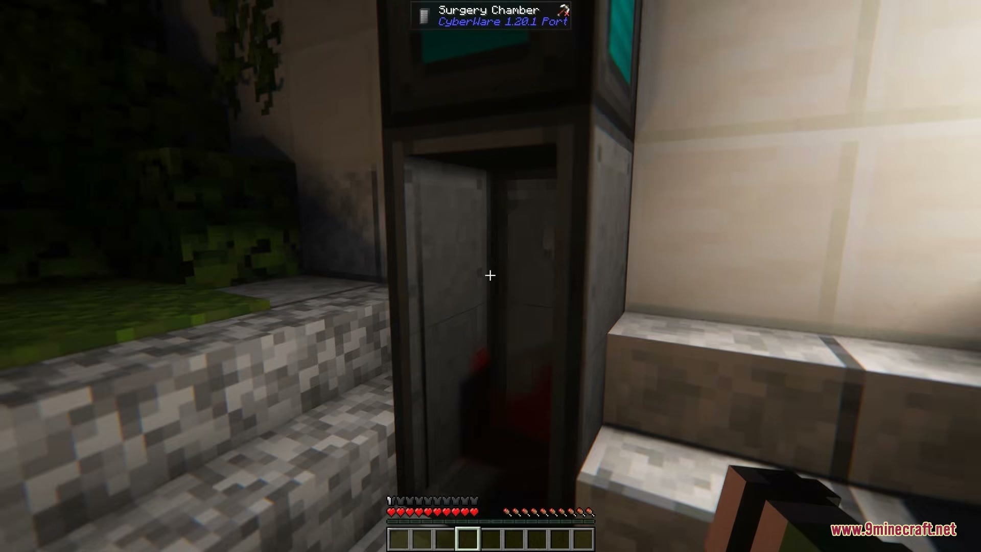 Cyberware Reforged Mod Screenshot 2 First person view of a surgery chamber used for mechanical implants