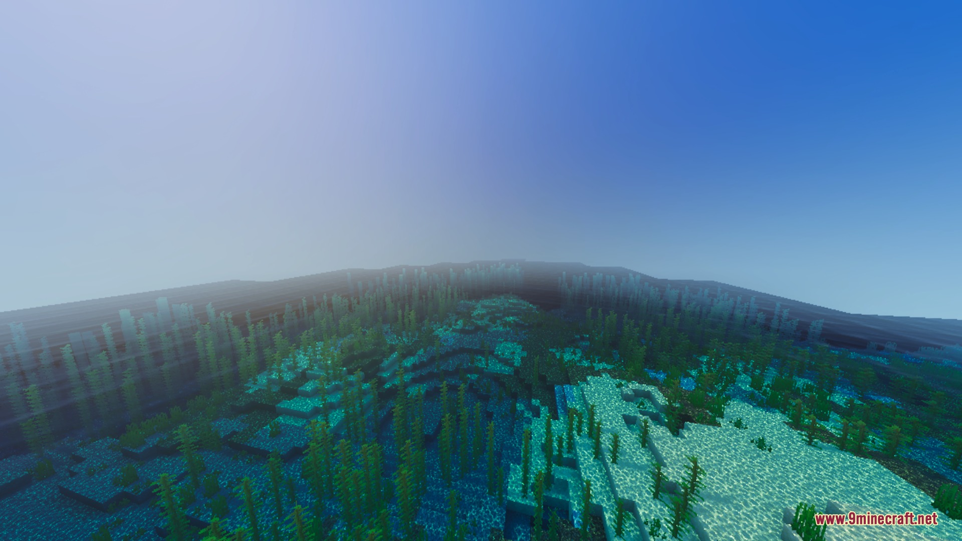 Cyrus Shaders Screenshot 4 Atmospheric sunlight beams filter through the water in a lush kelp forest