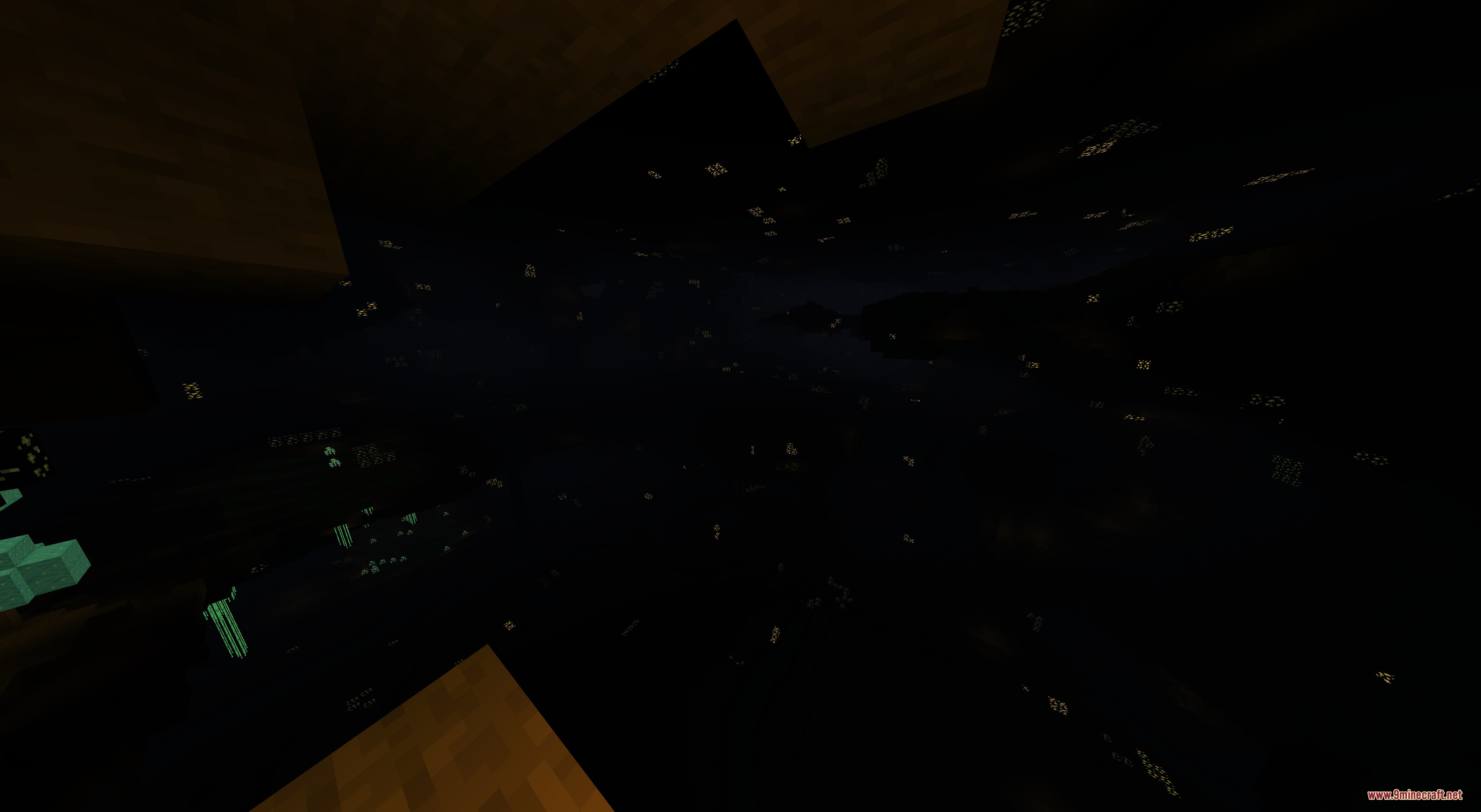 DO NOT DISABLE Resource Pack Screenshot 2 Glowing textures and custom lighting illuminate a dark void in the Minecraft world