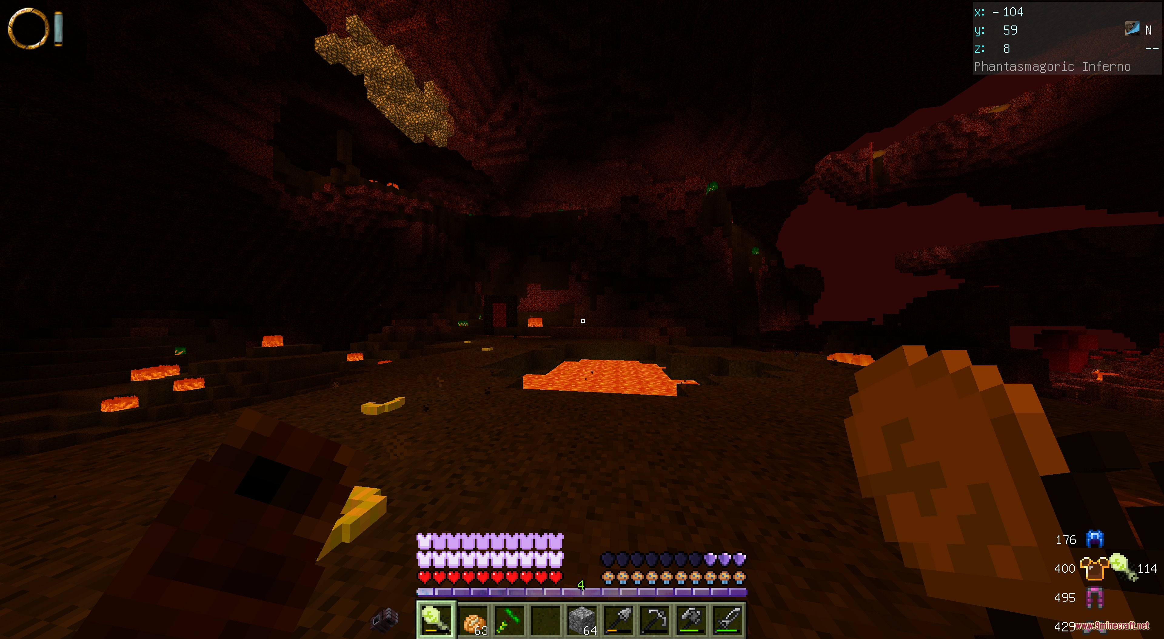 DO NOT DISABLE Resource Pack Screenshot 6 Player explores a dark cavern with lava pools and glowing blocks in Minecraft