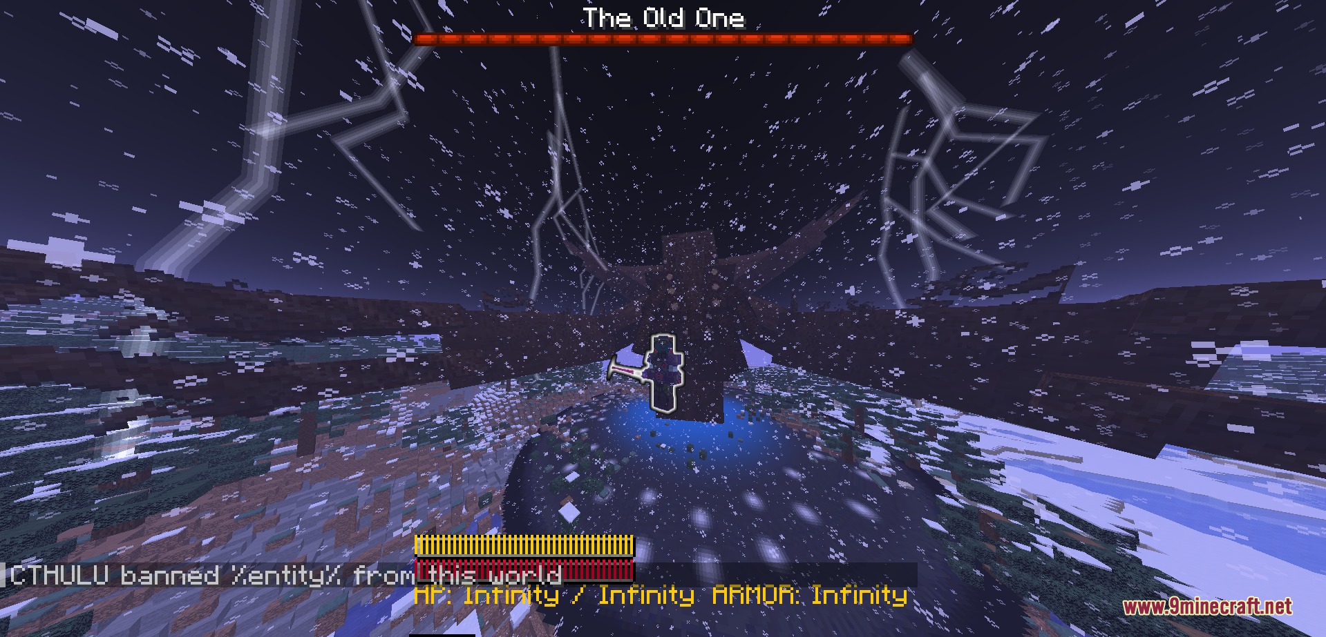 DOOM the Titans Mod Screenshot 2 The Old One boss appears with infinite health during a lightning storm