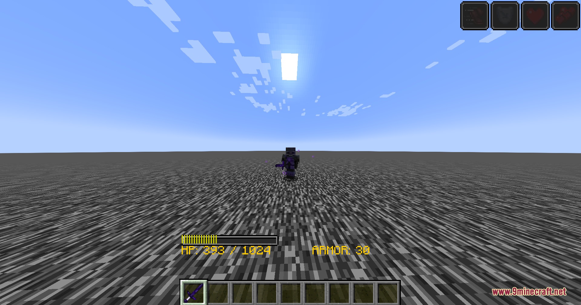 DOOM the Titans Mod Screenshot 5 Player wearing the Praetor Suit holding the Crucible sword on bedrock ground