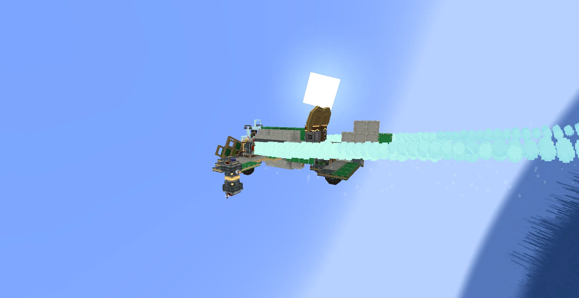 Deathroll Extreme Stunt Plane Schematic Screenshots 1 Side view of the stunt plane flying with long blue particle exhaust trails