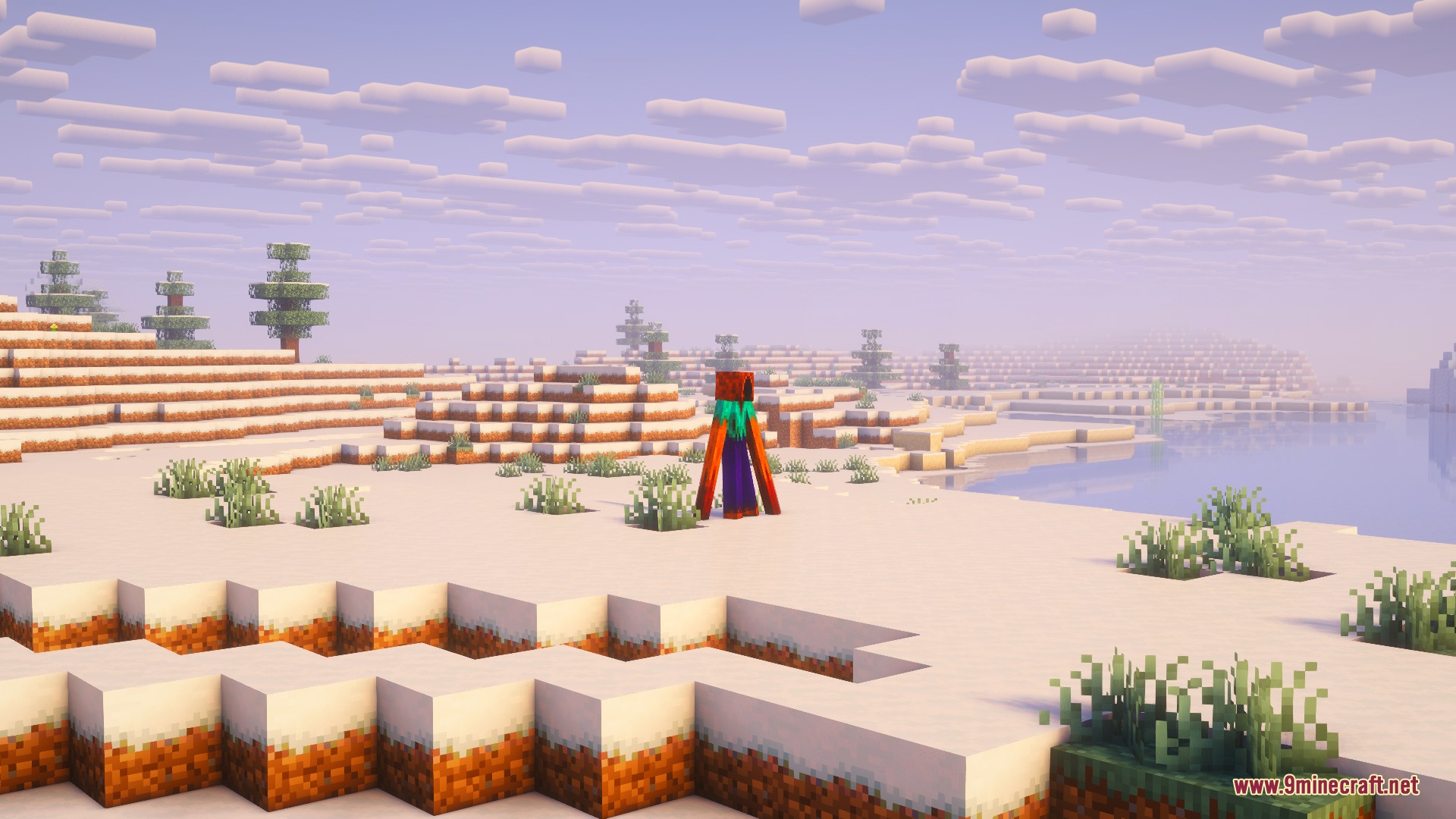 Decade of the Damned Mod Screenshot 6 A hooded creature stands alone in a snowy desert under a purple sky