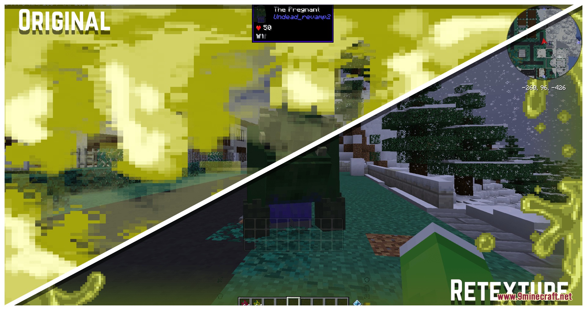 Split screen comparison showing reduced yellow gas effects for better visibility