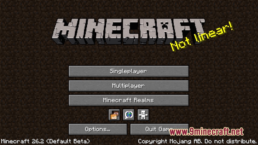 Default Beta Resource Pack Screenshot 1 The main menu screen of Minecraft displaying the Default Beta Resource Pack title