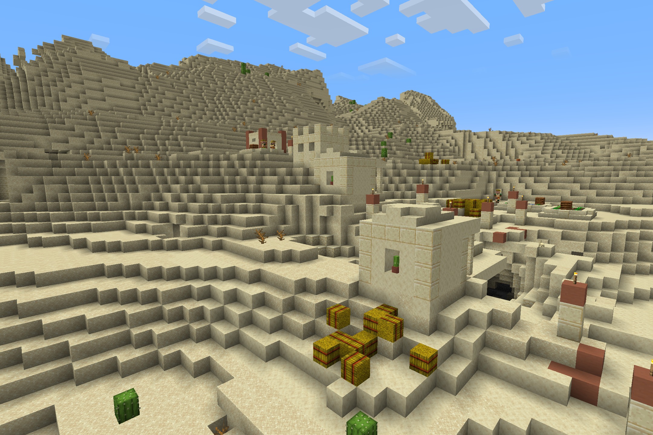 Default HD 512x Resource Pack Screenshot 5 Default HD Resource Pack sharpens sandstone blocks in a sunny desert village