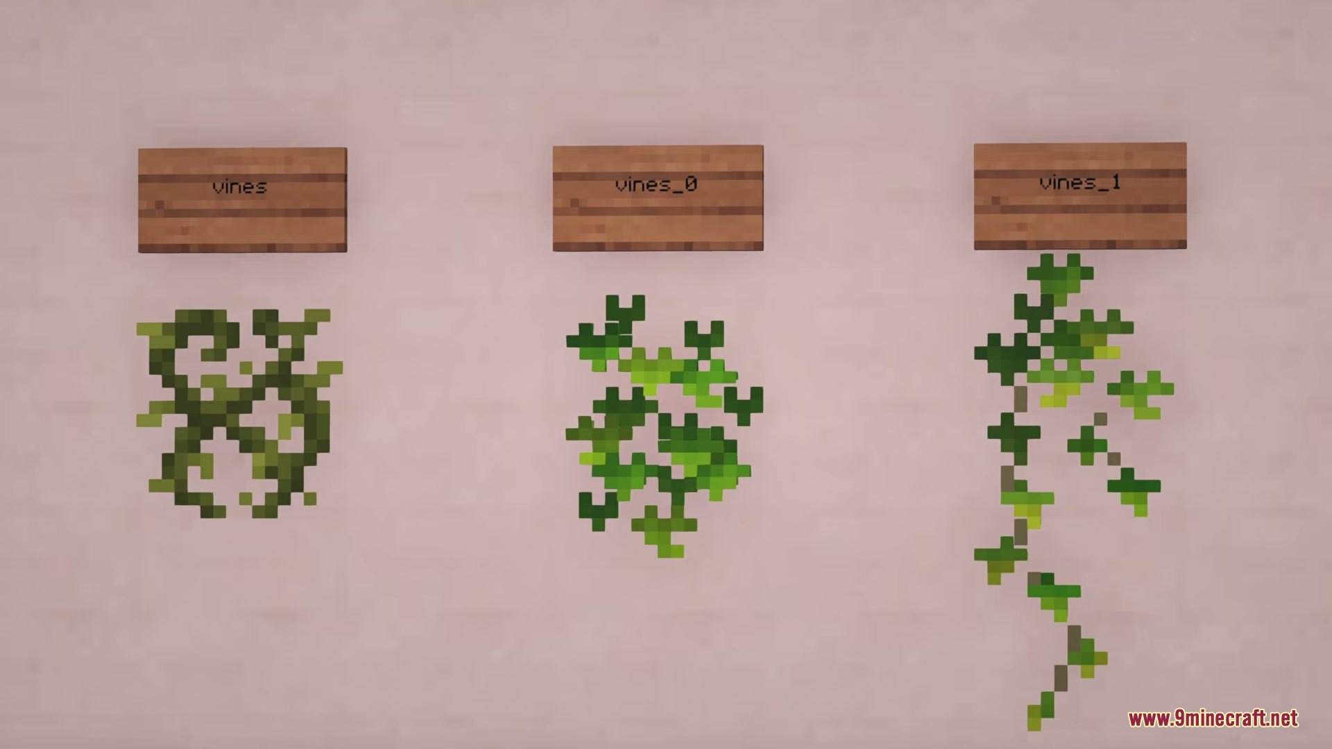 Three different green vine variants from the Default Style Fall Pack