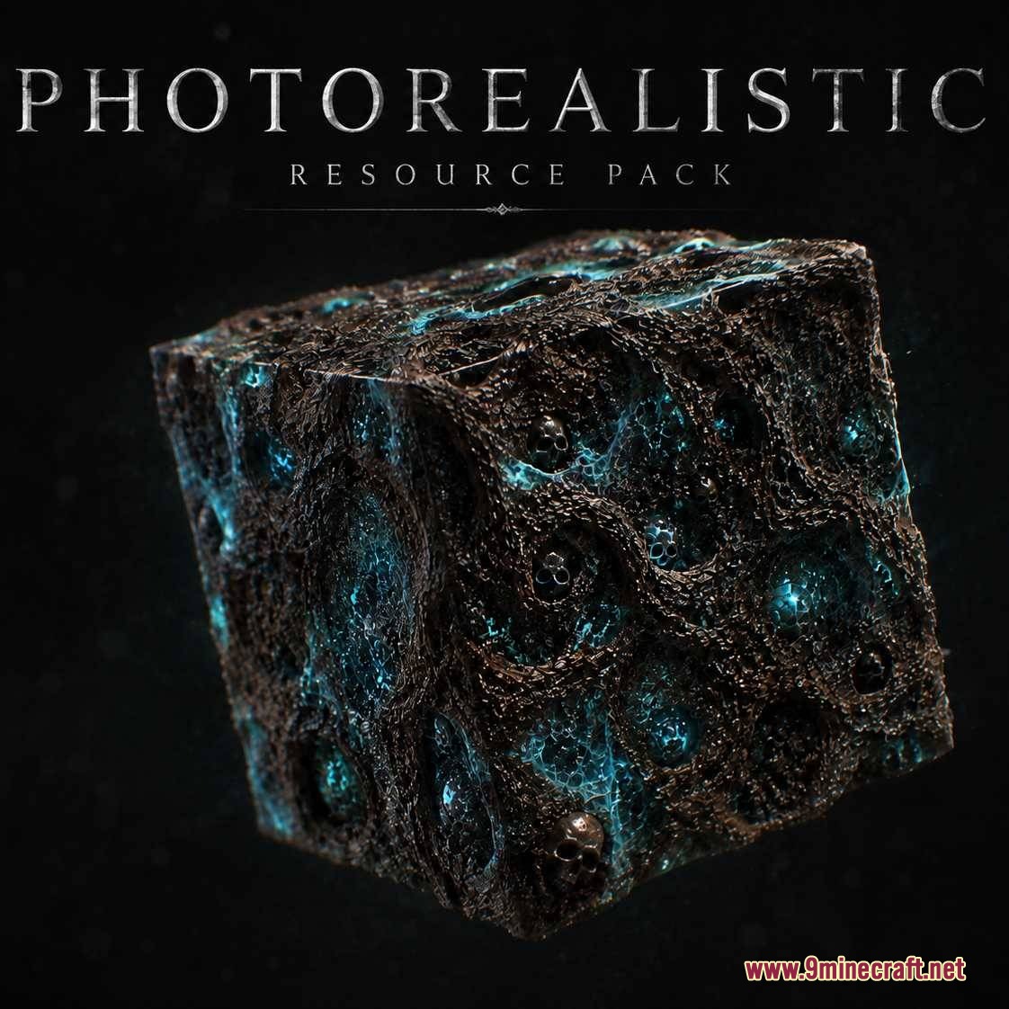 Digital Dreams Photorealistic Ressource Pack Resource Pack Screenshot 1 Digital Dreams Photorealistic Resource Pack showing a dark cube with glowing blue energy