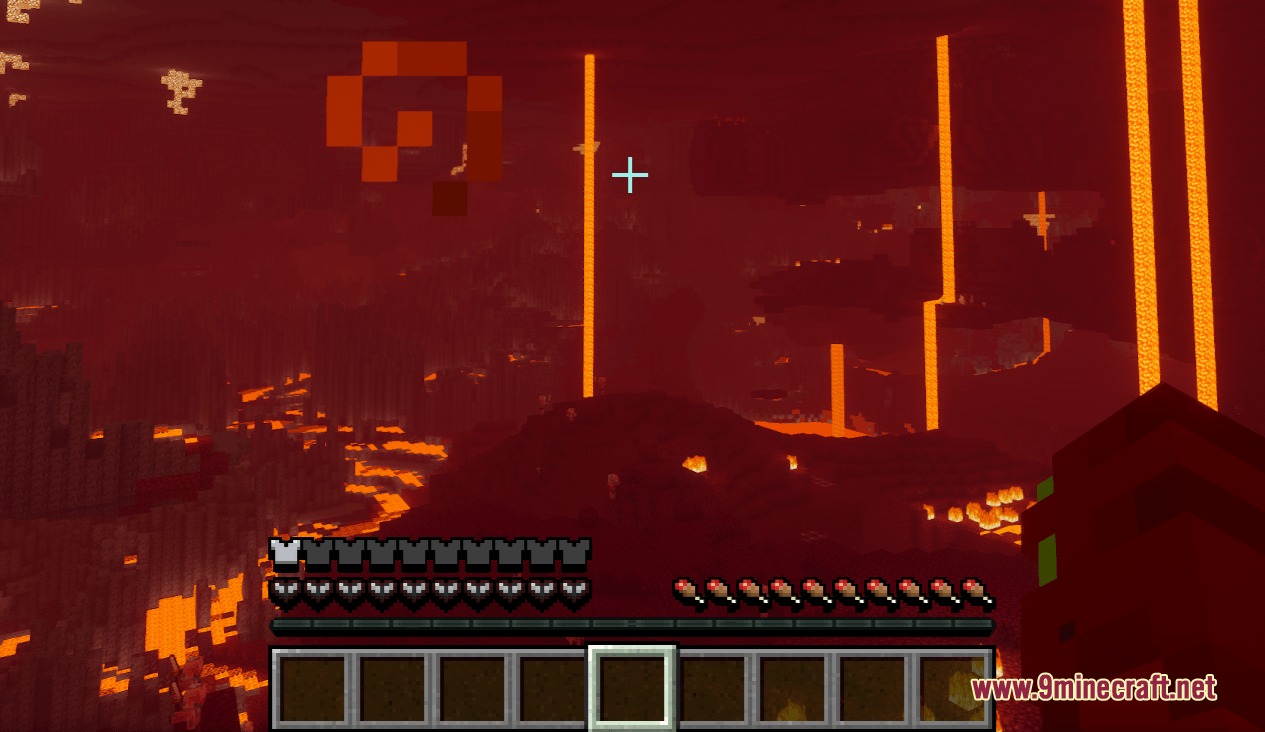 Dimensional Vitals Case Resource Pack Screenshot 3 Dimensional Vitals Case Resource Pack showing custom status icons in the Nether dimension