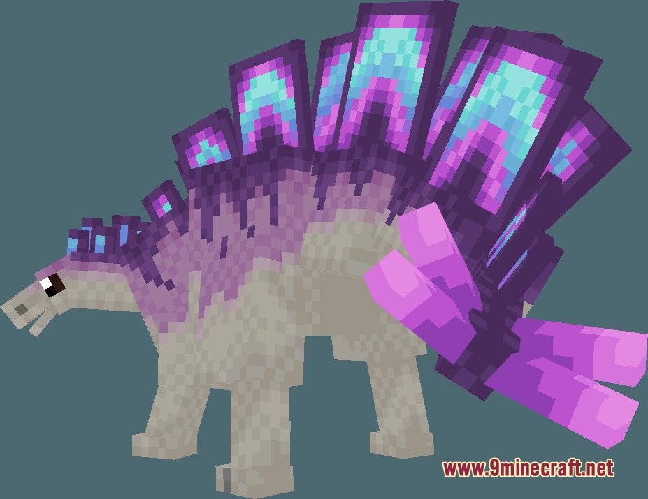 Dinosaur King Fossils and Archeology Revival Genesis Resource Pack Screenshot 1 Purple Stegosaurus with glowing plates from the Dinosaur King pack