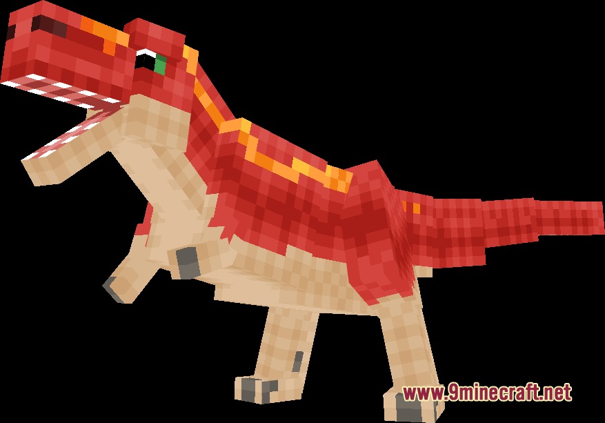 Dinosaur King Fossils and Archeology Revival Genesis Resource Pack Screenshot 4 Red Tyrannosaurus with yellow stripes from the Dinosaur King resource pack