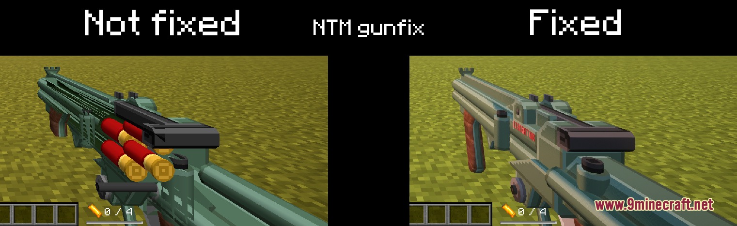 Comparison showing a fixed gun model for the HBM Nuclear Tech Mod