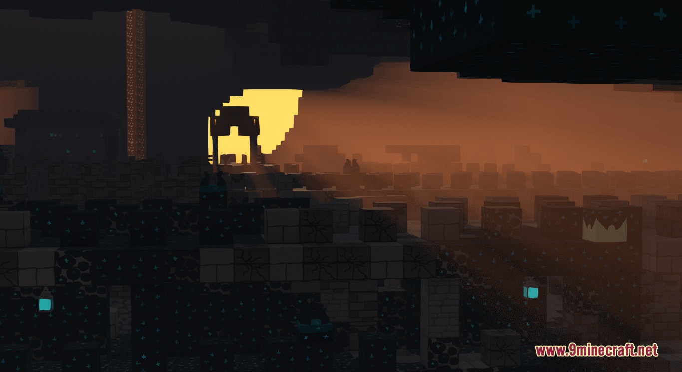 Doodled Resource Pack Screenshot 8 Hand drawn sculk blocks and structures inside a dark underground ancient city