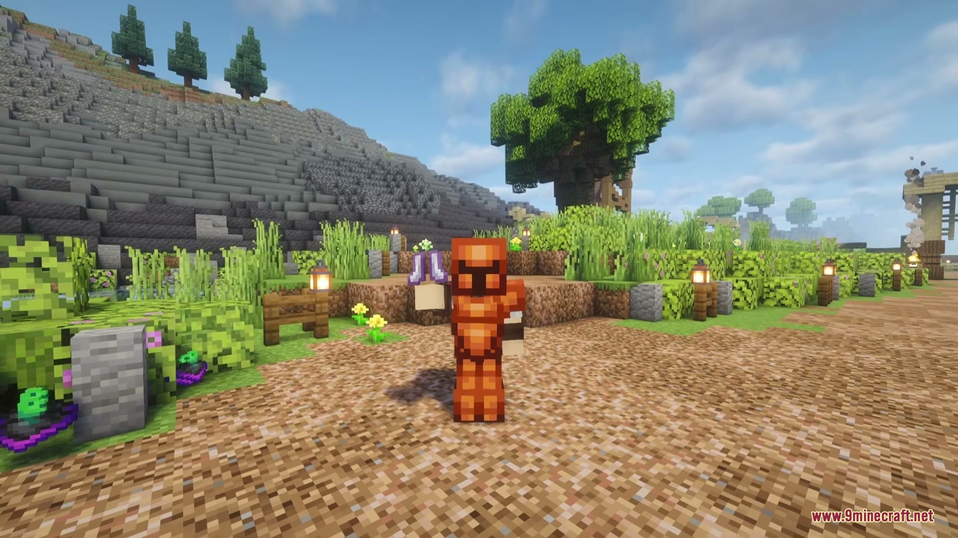 Doom Tide Rising Mod Screenshot 3 A player wearing copper armor stands near a magical floating relic